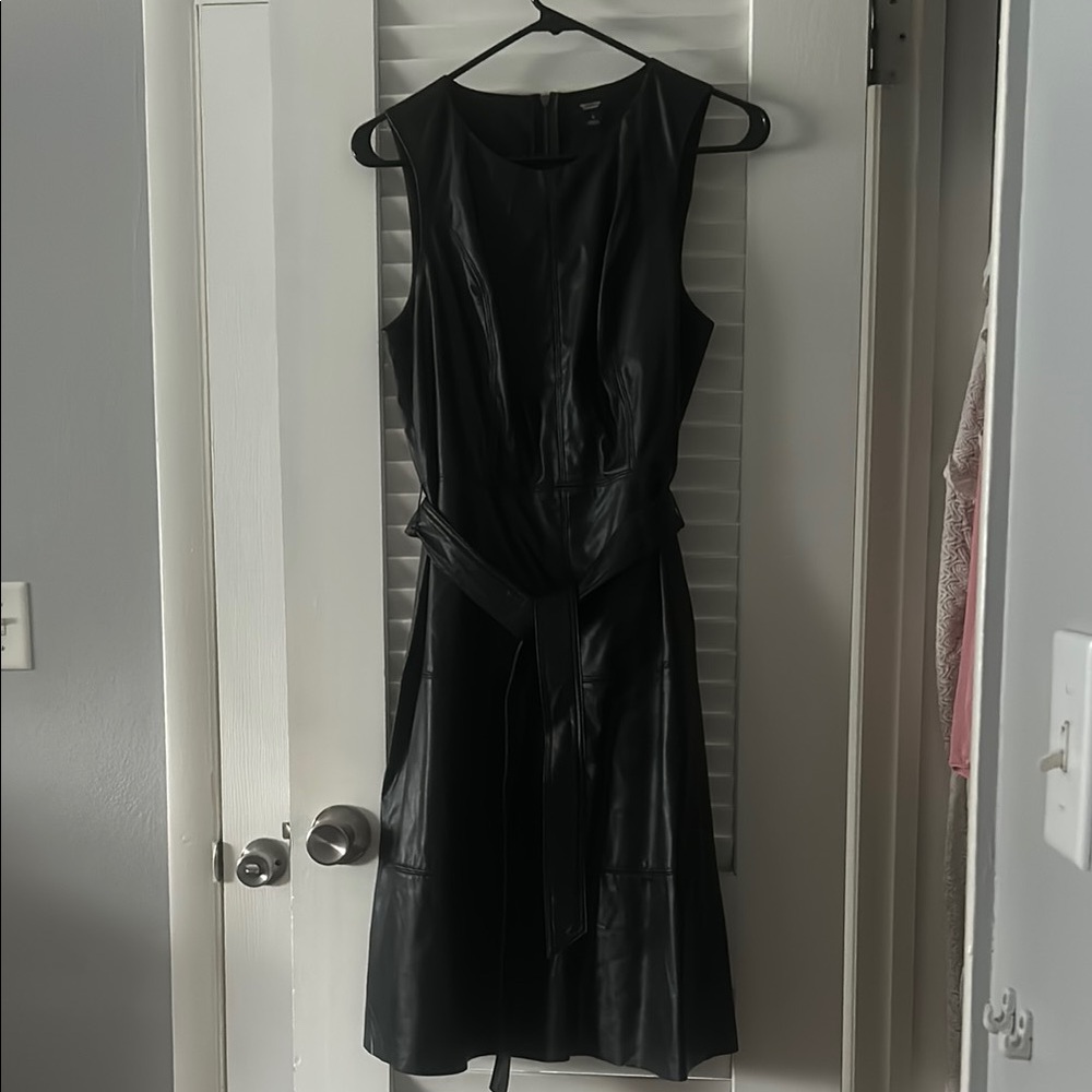 Black faux leather dress